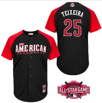 Men's American League New York Yankees #25 Mark Teixeira 2015 MLB All-Star Black Jersey