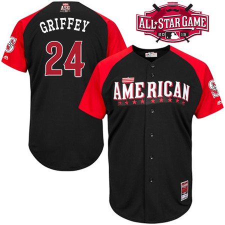 Men's American League Seattle Mariners #24 Ken Griffey 2015 MLB All-Star Black Jersey