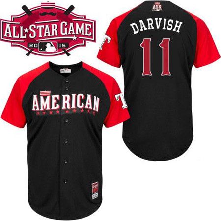 Men's American League Texas Rangers #11 Yu Darvish 2015 MLB All-Star Black Jersey
