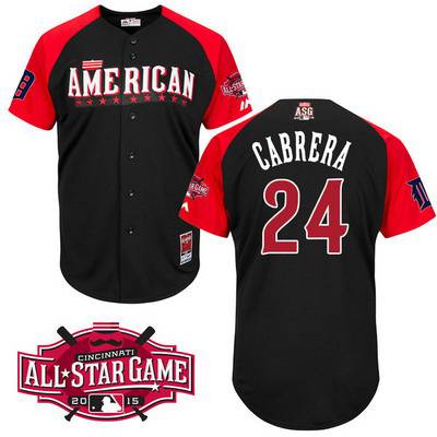 Men's American LeagueDetroit Tigers #24 Miguel Cabrera 2015 MLB All-Star Black Jersey