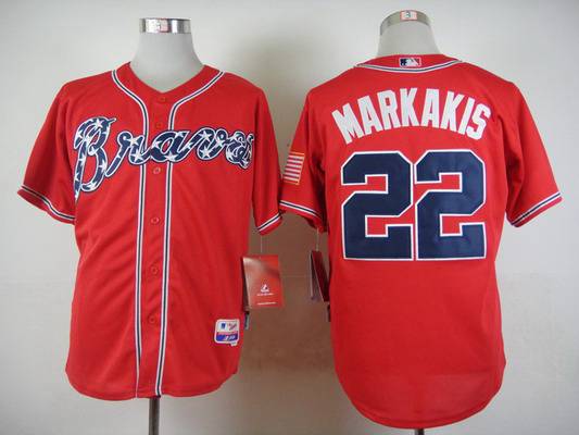 Men's Atlanta Braves #22 Nick Markakis Alternate Red 2014 MLB Cool Base Jersey