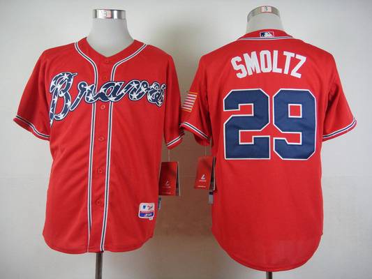 Men's Atlanta Braves #29 John Smoltz Alternate Red 2014 MLB Cool Base Jersey