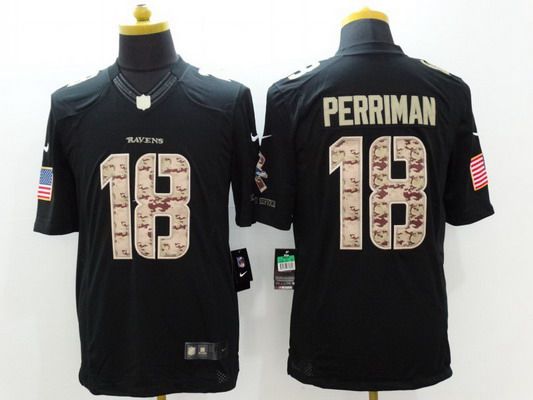 Men's Baltimore Ravens #18 Breshad Perriman Black Salute To Service NFL Nike Limited Jersey