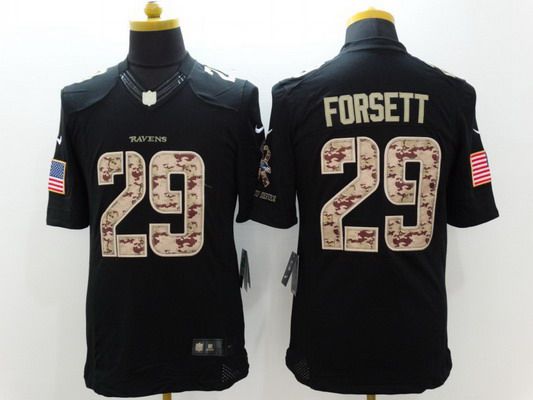 Men's Baltimore Ravens #29 Justin Forsett Black Salute To Service NFL Nike Limited Jersey