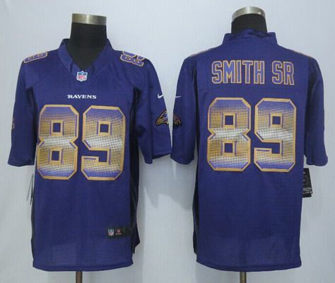 Men's Baltimore Ravens #89 Steve Smith Sr Purple Strobe 2015 NFL Nike Fashion Jersey
