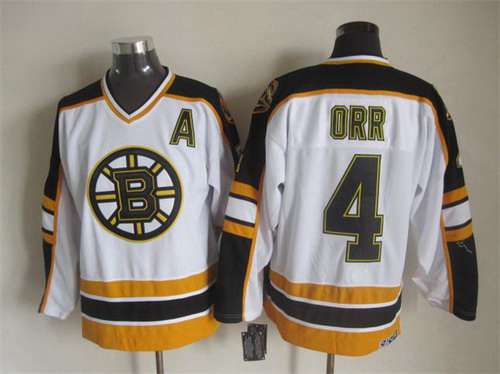 Men's Boston Bruins #4 Bobby Orr 1996-97 White CCM Vintage Throwback Jersey