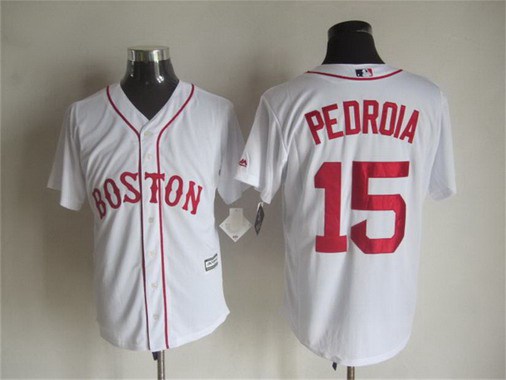 Men's Boston Red Sox #15 Dustin Pedroia Alternate White 2015 MLB Cool Base Jersey