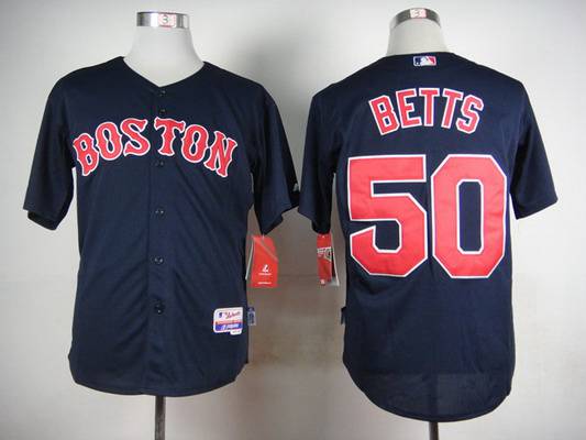 Men's Boston Red Sox #50 Mookie Betts Navy Blue Jersey