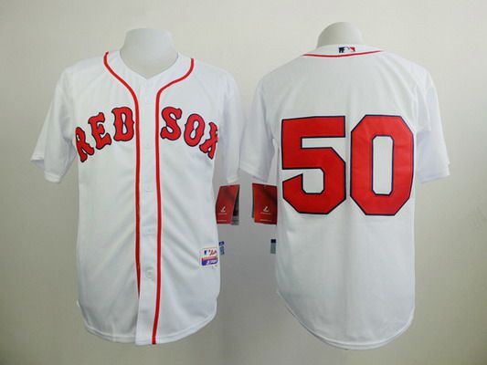 Men's Boston Red Sox #50 Mookie Betts White Jersey
