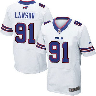 Men's Buffalo Bills #91 Manny Lawson 2013 Nike White Elite Jersey