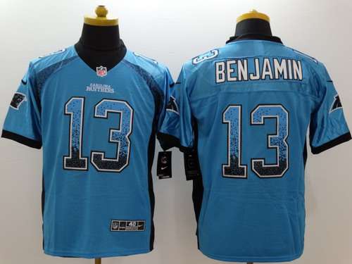 Men's Carolina Panthers #13 Kelvin Benjamin Nike Drift Fashion Blue Elite Jersey