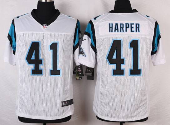 Men's Carolina Panthers #41 Roman Harper White Road NFL Nike Elite Jersey