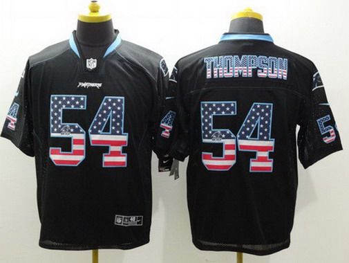 Men's Carolina Panthers #54 Shaq Thompson Black USA Flag Fashion NFL Nike Elite Jersey