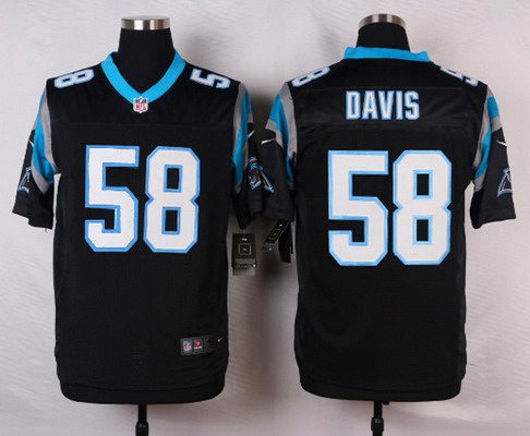Men's Carolina Panthers #58 Thomas Davis Black Team Color NFL Nike Elite Jersey