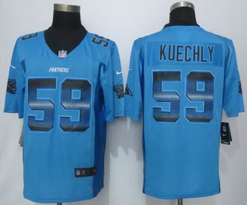 Men's Carolina Panthers #59 Luke Kuechly Light Blue Strobe 2015 NFL Nike Fashion Jersey