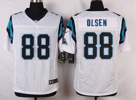 Men's Carolina Panthers #88 Greg Olsen White Road NFL Nike Elite Jersey
