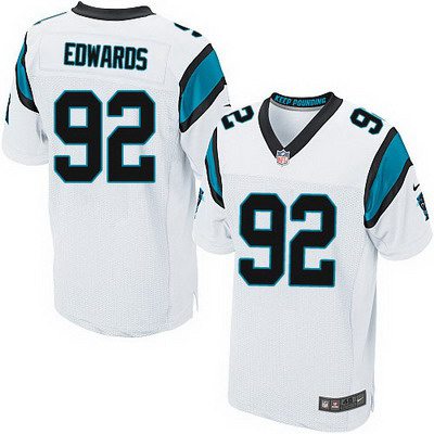 Men's Carolina Panthers #92 Dwan Edwards White Road NFL Nike Elite Jersey