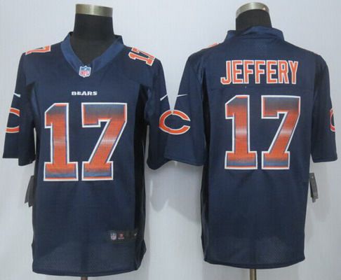 Men's Chicago Bears #17 Alshon Jeffery Navy Blue Strobe 2015 NFL Nike Fashion Jersey