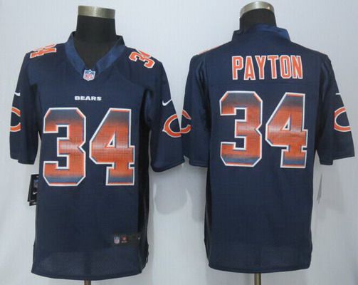 Men's Chicago Bears #34 Walter Payton Navy Blue Strobe 2015 NFL Nike Fashion Jersey