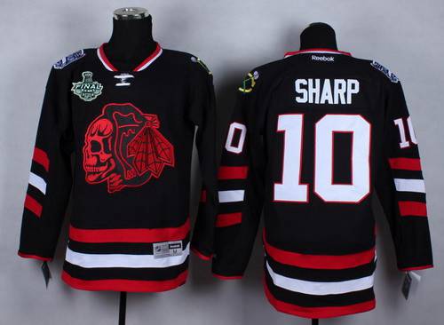 Men's Chicago Blackhawks #10 Patrick Sharp 2015 Stanley Cup 2014 Stadium Series Black With Red Skulls Jersey