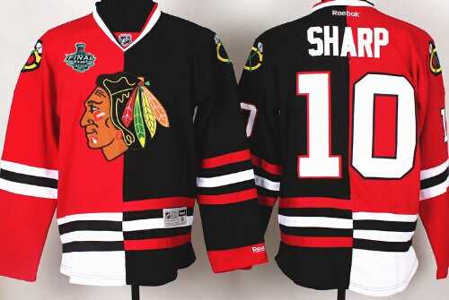 Men's Chicago Blackhawks #10 Patrick Sharp 2015 Stanley Cup Red&Black Two Tone Jersey