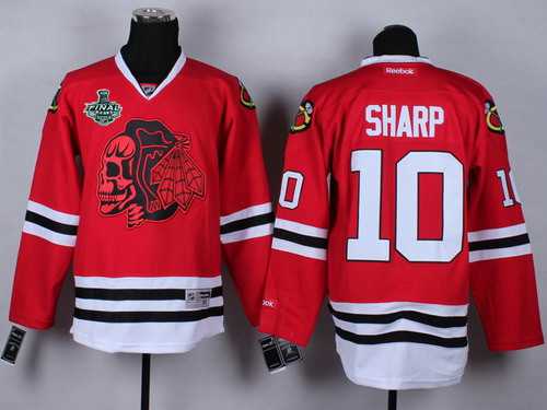 Men's Chicago Blackhawks #10 Patrick Sharp 2015 Stanley Cup Red With Red Skulls Jersey