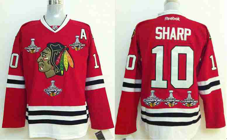 Men's Chicago Blackhawks #10 Patrick Sharp Red Jersey W-2015 Stanley Cup Champion Patch (2)