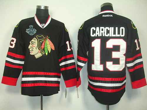 Men's Chicago Blackhawks #13 Daniel Carcillo Black Jersey