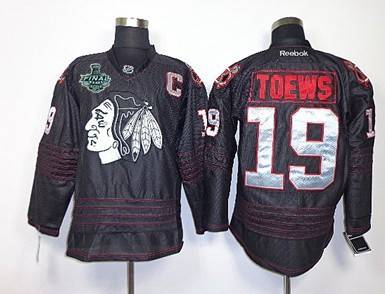 Men's Chicago Blackhawks #19 Jonathan Toews 2015 Stanley Cup 2013 Black Ice Jersey