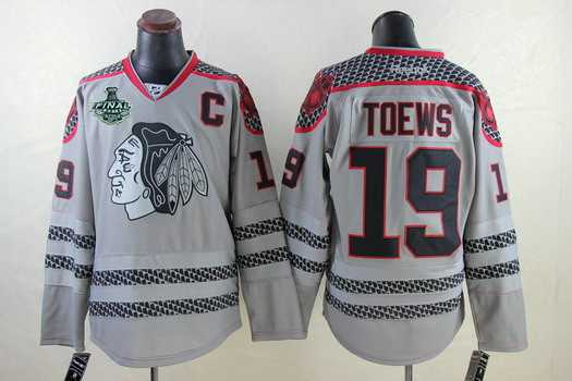 Men's Chicago Blackhawks #19 Jonathan Toews 2015 Stanley Cup Charcoal Gray Jersey