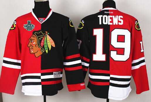 Men's Chicago Blackhawks #19 Jonathan Toews 2015 Stanley Cup Red&Black Two Tone Jersey
