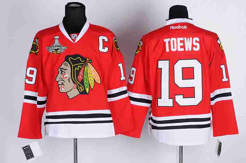 Men's Chicago Blackhawks #19 Jonathan Toews red Jersey W-2015 Stanley Cup Champion Patch