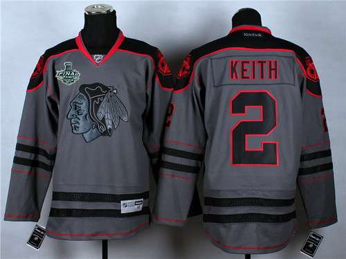 Men's Chicago Blackhawks #2 Duncan Keith 2015 Stanley Cup Charcoal Gray Jersey