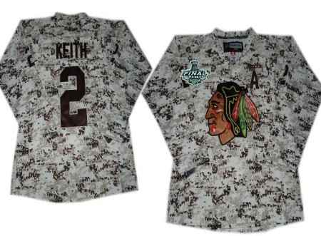 Men's Chicago Blackhawks #2 Duncan Keith 2015 Stanley Cup White Camo Jersey