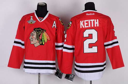 Men's Chicago Blackhawks #2 Duncan Keith Red Jersey W-2015 Stanley Cup Champion Patch