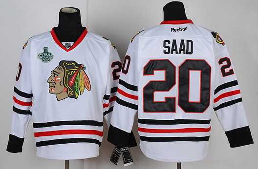 Men's Chicago Blackhawks #20 Brandon Saad 2015 Stanley Cup White Jersey