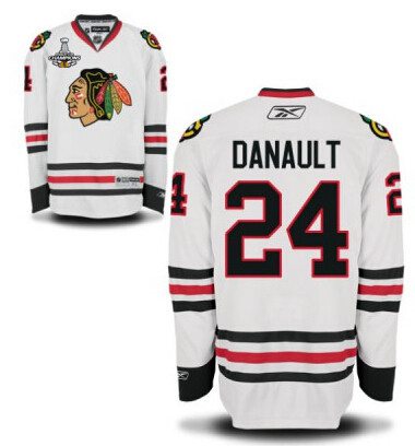 Men's Chicago Blackhawks #24 Phillip Danault White Jersey W-2015 Stanley Cup Champion Patch