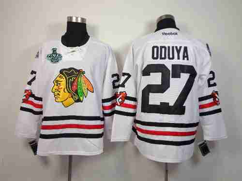 Men's Chicago Blackhawks #27 Johnny Oduya 2015 Stanley Cup 2015 Winter Classic White Jersey