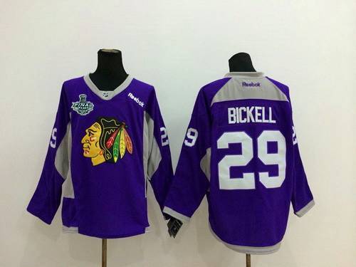 Men's Chicago Blackhawks #29 Bryan Bickell 2015 Stanley Cup 2014 Purple Practice Jersey