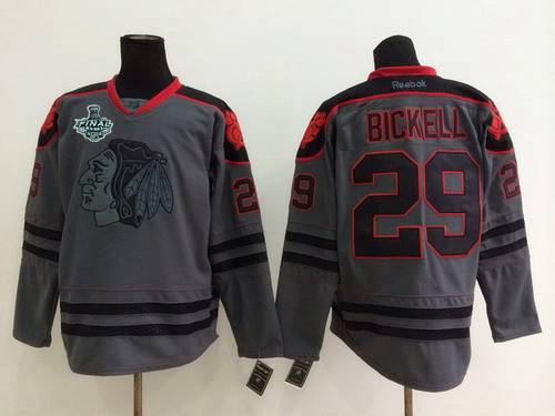 Men's Chicago Blackhawks #29 Bryan Bickell 2015 Stanley Cup Charcoal Gray Jersey