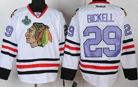 Men's Chicago Blackhawks #29 Bryan Bickell 2015 Stanley Cup White With Purple Jersey