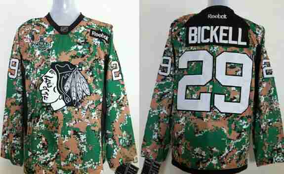 Men's Chicago Blackhawks #29 Bryan Bickell2015 Stanley Cup Digital Camo Veteran's Day Practice Jersey