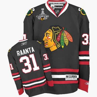 Men's Chicago Blackhawks #31 Antti Raanta Black Third NHL Jersey W-2015 Stanley Cup Champion Patch
