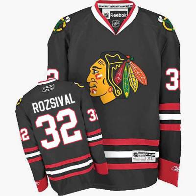 Men's Chicago Blackhawks #32 Michal Rozsival Black Third NHL Jersey W-2015 Stanley Cup Champion Patch