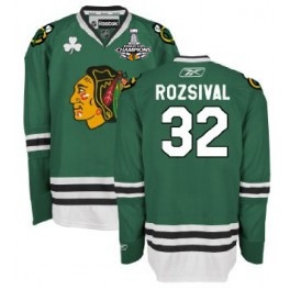 Men's Chicago Blackhawks #32 Michal Rozsival Green Jersey W-2015 Stanley Cup Champion Patch