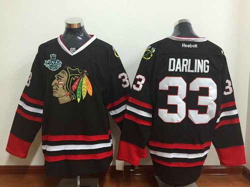 Men's Chicago Blackhawks #33 Scott Darling 2015 Stanley Cup Black Jersey