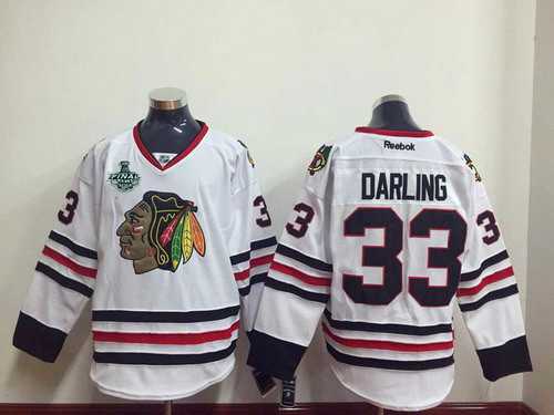 Men's Chicago Blackhawks #33 Scott Darling 2015 Stanley Cup White Jersey