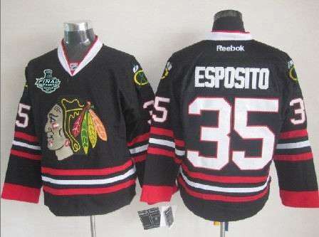 Men's Chicago Blackhawks #35 Tony Esposito 2015 Stanley Cup Black Jersey