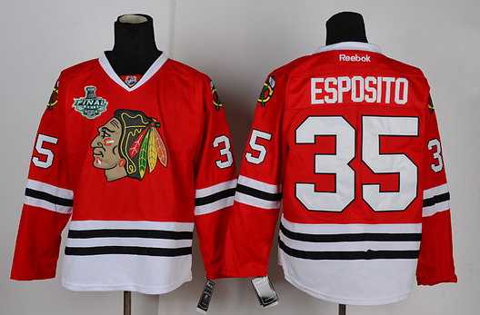 Men's Chicago Blackhawks #35 Tony Esposito 2015 Stanley Cup Red Jersey