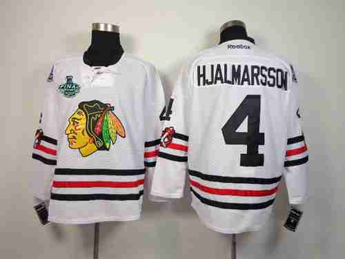 Men's Chicago Blackhawks #4 Niklas Hjalmarsson 2015 Stanley Cup 2015 Winter Classic White Jersey